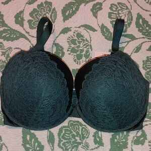 Soma Lace Overlay Push-Up Bra - Dark Green